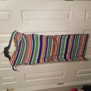 Calvin Klein Striped Dress Colorful Blue Orange Women's Size 12